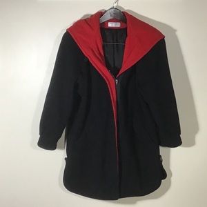 FORECASTER of Boston Black/Red Hooded Wool Coat 12